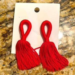 Red tassel earrings